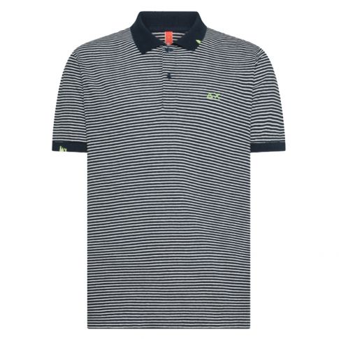 SUN68 POLO JERSEY LINEN STRIPES BEACH S/S A35145-0731
