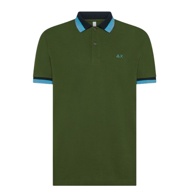 SUN68 POLO COLLAR MULTISTRIPES VERDE A35117-37