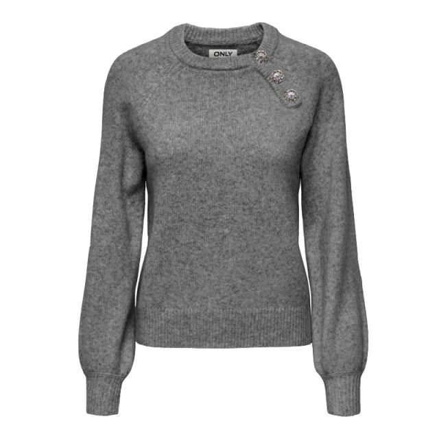 ONLY MAGLIONE NECK BUTTON GRIGIO 15327661-A