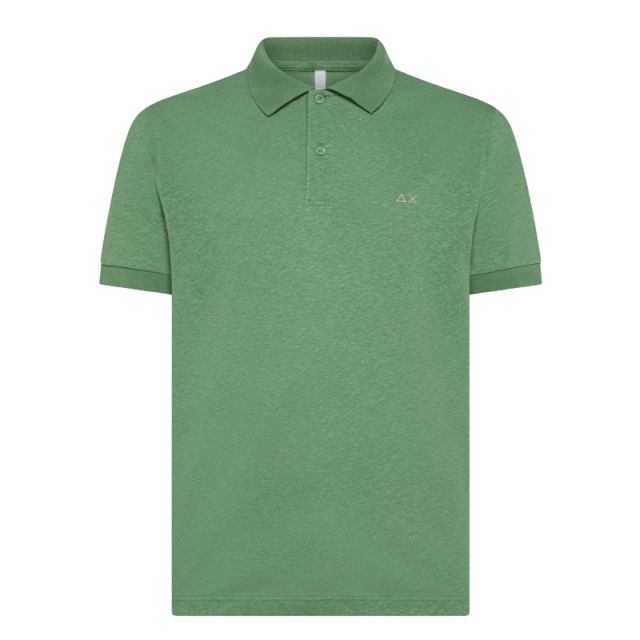 SUN68 POLO JERSEY LINEN S/S VERDE A35133-84