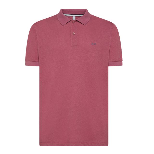 SUN68 POLO JERSEY LINEN S/S ROSA SCURO A35133-57