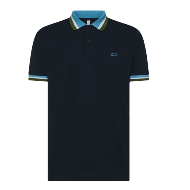 SUN68 POLO COLLAR MULTISTRIPES NAVY A35117-07