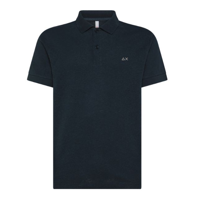 SUN68 POLO JERSEY LINEN S/S NAVY BLU A35133-07