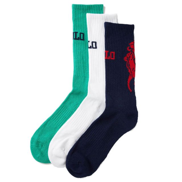 RALPH LAUREN SET 3 CALZE LABEL SOCKS 449874553