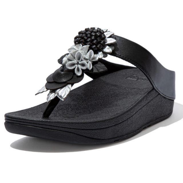 FITFLOP SANDALO INFRADITO FINO FLORAL CLUSTER NERO