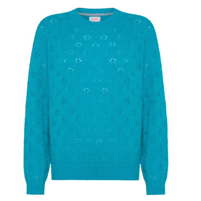 SUN68 PULLOVER ROUND NECK FANCY ACQUA K43263-94