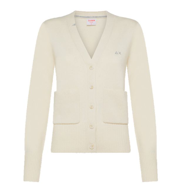 SUN68 CARDIGAN SOLID L/S BIANCO PANNA K44232-31