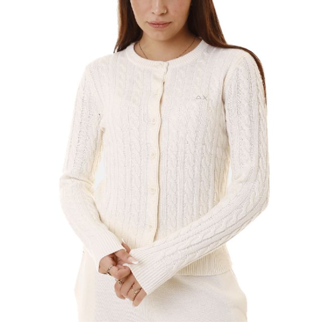 SUN68 CARDIGAN TRECCIA ROUND NECK CABLE K44248-31