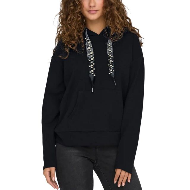 ONLY FELPA CAPPUCCIO STRASS NERO 15303838