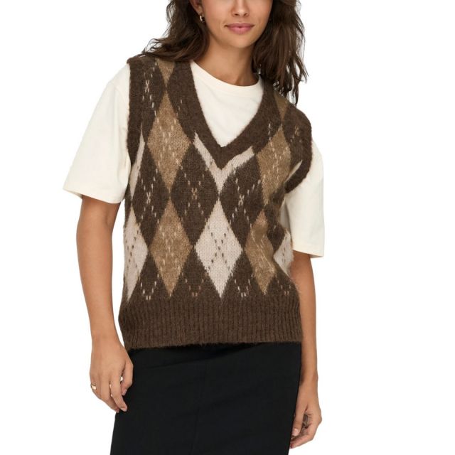 ONLY GILET ROMBI CHESNUT 15353229