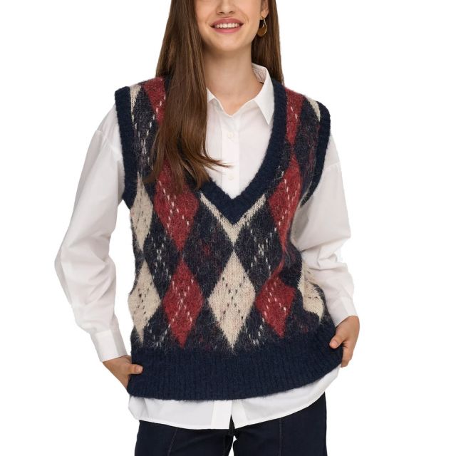 ONLY GILET ROMBI BLU SKY 15353229