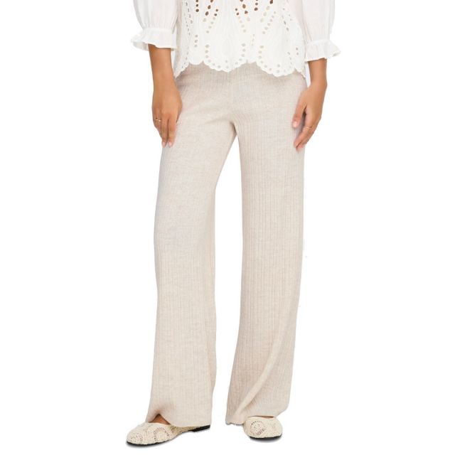 ONLTHEA BAGGY FIT PANTALONI IN MAGLIA BEIGE 15352981