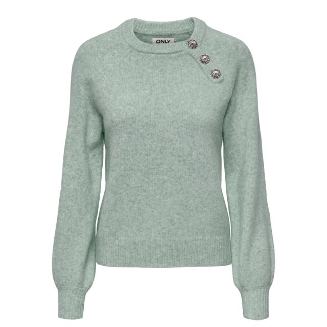 ONLY MAGLIONE NECK BUTTON AQUA 15327661