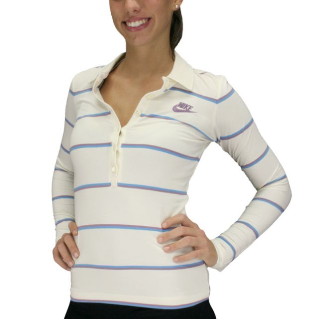 NIKE POLO RIGHE 287335 Panna/Celeste VINTAGE 