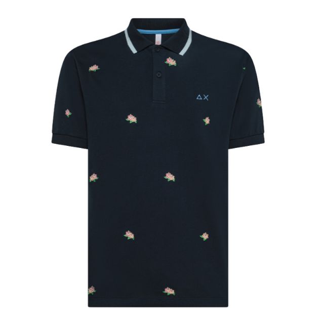 SUN68 POLO FULL EMBROIDERY S/S BLU A35128-07