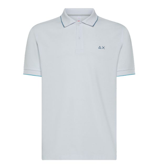 SUN68 POLO SMALL STRIPES ON COLLAR S/S BIANCO A35110-01