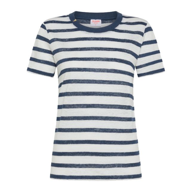 SUN68 T-SHIRT ROUND NECK STRIPES LINO T34242-3107