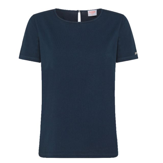 SUN68 T-SHIRT DONNA MIXED FABRIC BLU T34221-07