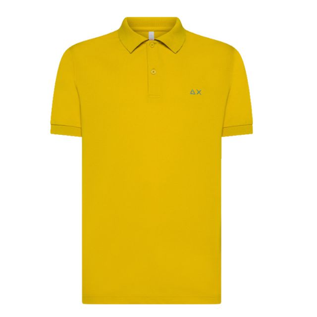 SUN68 POLO PRINT UNDER COLLAR S/S GIALLO A35115-23
