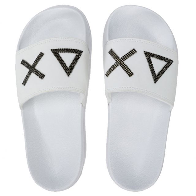 SUN68 CIABATTA SLIPPERS STRASS LOGO X35202-01