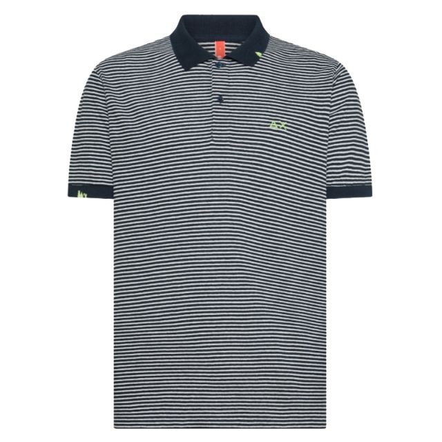 SUN68 POLO JERSEY LINEN STRIPES BEACH S/S A35145-0731