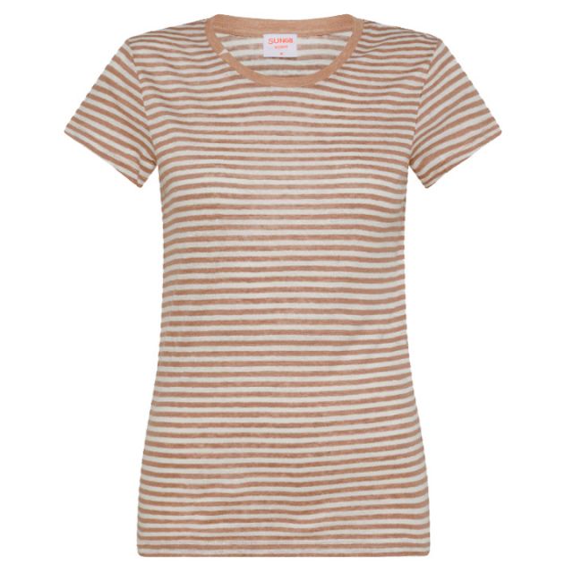 SUN68 T-SHIRT LINEN STRIPES S/S L32212-3966