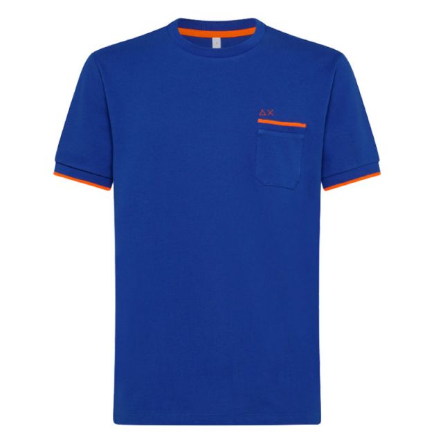 SUN 68 T-SHIRT SMALL STRIPES ON CUFFS T33121-58