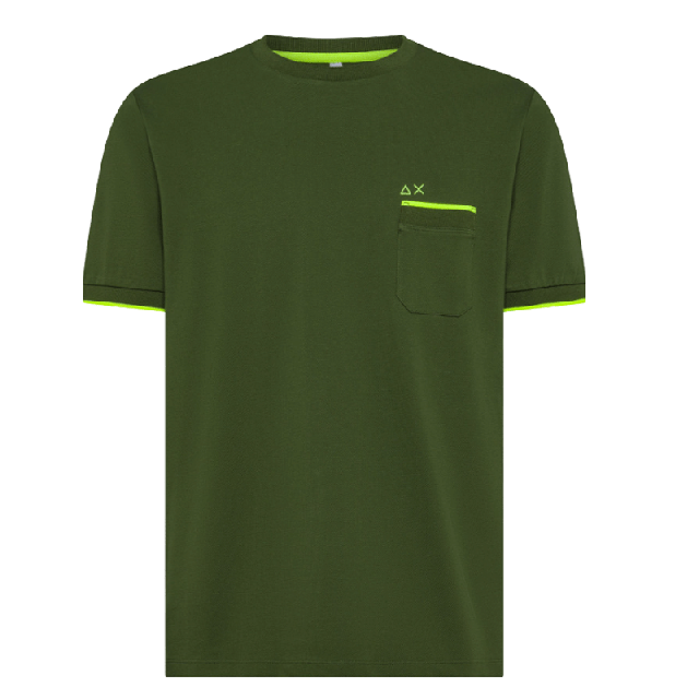 SUN68 T-SHIRT UOMO PIQUET FLUO VERDE T35124-37