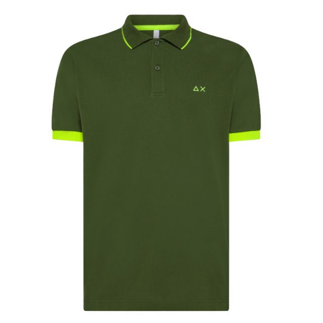 SUN68 POLO SMALL STRIPE FLUO S/S VERDE SCURO A35120-37